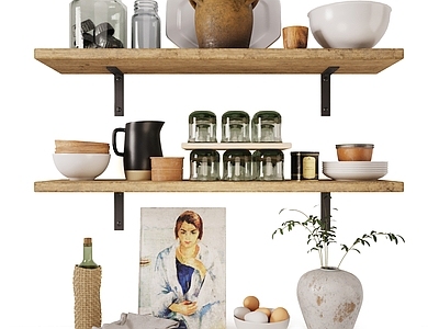 餐具 餐具摆件 厨房层板 陶罐 器皿 厨房摆件