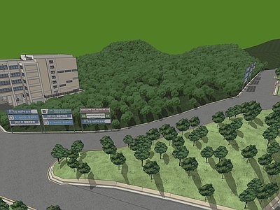 现代中式景观公园 森林公园 森林林地
