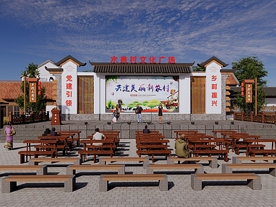 新中式中式舞台 新中式乡村大舞台 中式乡村文化舞台 戏台 乡村百姓大舞台 乡村文化广场