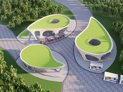 现代游客中心 生态水滴建筑 生态驿站 绿色生态建筑 生态商业建筑 生态木屋驿站