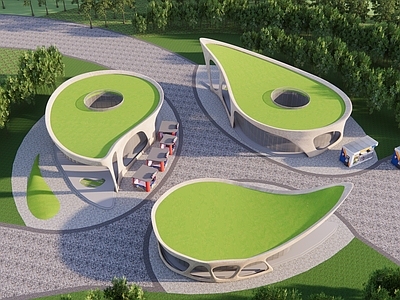 现代驿站 生态水滴建筑 生态驿站 绿色生态建筑 生态商业建筑 生态木屋驿站