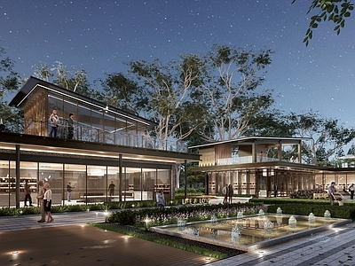现代新中式餐饮建筑 茶室 公园配套商业 配套商业 咖啡厅
