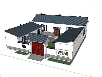 新中式乡村民房 新农村户型 独栋院落 三合院