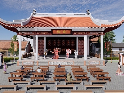 中式舞台 中式戏台 中式闽南风格舞台 中式乡村百姓大舞 中式乡村文化广场 乡村文化大舞台
