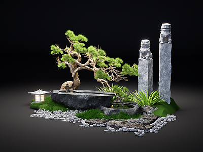 新中式中式水景 跌水 叠水 庭院水景 水钵 水缸水景 园艺小品