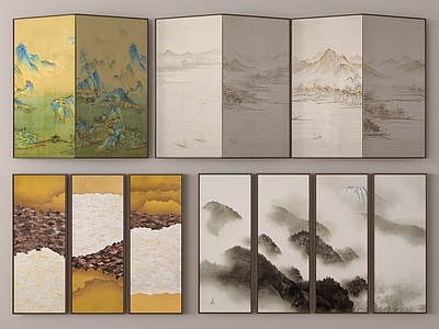 新中式侘寂屏风 新中式侘寂屏风 屏风隔断 折叠屏风