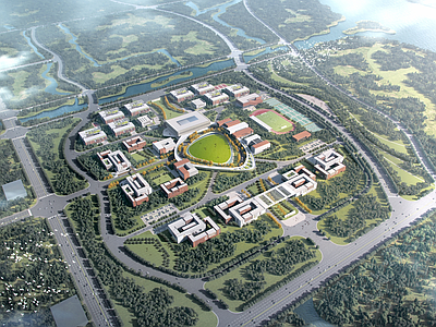 现代新中式学校建筑 教学楼学校 校园规划 大学规划