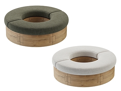 现代轻奢休息区 酒店布艺沙发 商场环形沙发 休闲接待圆形沙发 培训机构会客沙发 弧形多人位沙发凳