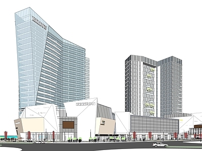 现代商场建筑 商业裙楼 商业高层