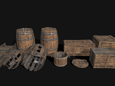 行李箱 木箱 木桶 老旧物件 影视道具