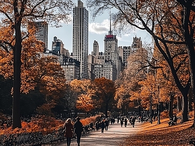 美式欧式街道外景 人行道 秋天人行道