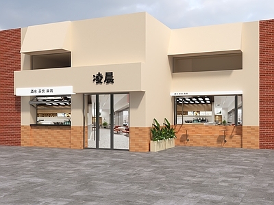 现代极简门头 简餐门头 轻食馆门头 餐饮店门头 奶油风门头 小食馆门头