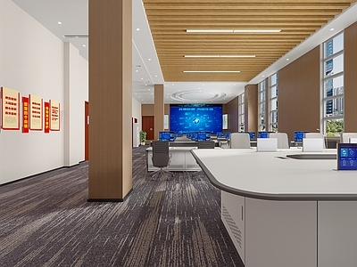 现代原木指挥中心 现代指挥大厅 会议桌