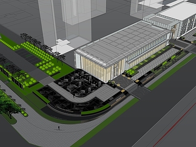 现代极简小区建筑 示范区 售楼处 沿街商业 小区出入口