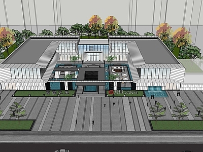 现代简约小区建筑 示范区 售楼处 示范区景观 万科 小区出入口