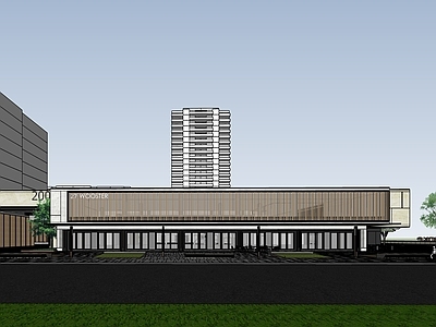 现代复古小区建筑 示范区 售楼处 展示中心 沿街商业 文化中心