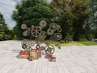 现代雕塑小品 工业齿轮雕塑