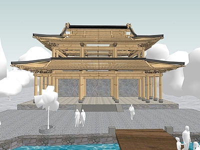 中式古建筑 天王殿 结构
