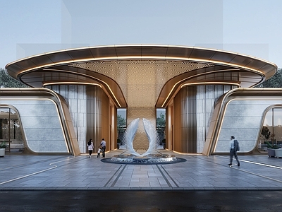 现代轻奢小区建筑 示范区 售楼处 小区出入口 社区大堂 展示区