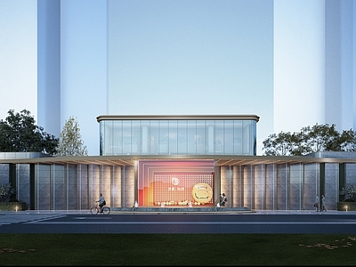 现代轻奢小公建 实景示范区 售楼处 小区入户大门