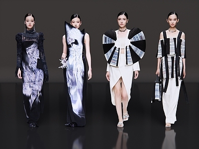 女人 2D现代美女 时尚模特 T台走秀 时尚走秀 时装秀