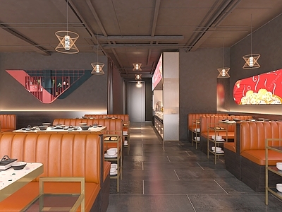 工业现代火锅店 工业风火锅店 中古风火锅店 工业风烤肉店