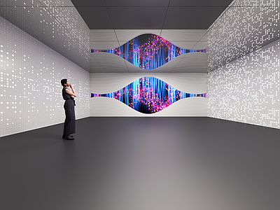 现代博物馆 沉浸空间 展厅 多媒体展厅 多媒体装置 LED屏 冲孔板