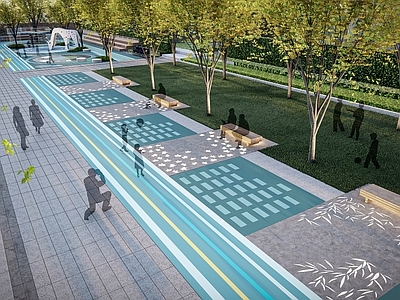 现代儿童游乐区 儿童中轴场地 公园小区景观 户外活动 游乐设施 儿童滑梯