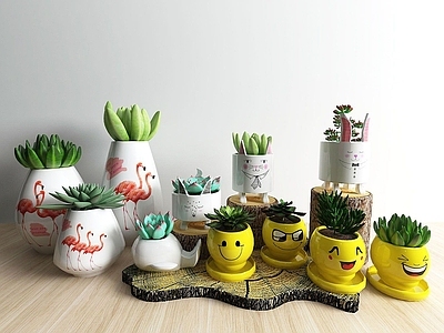 现代佛龛 多肉绿植可爱花瓶陈设品