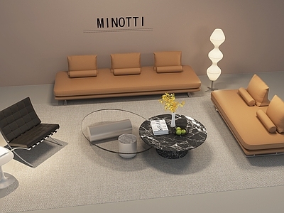 现代三人沙发 minotti沙发