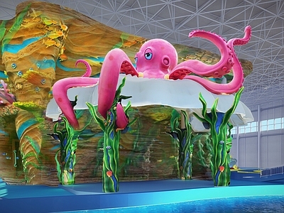 现代简约儿童游乐区 室内 儿童乐园 水乐园 滑梯 改造