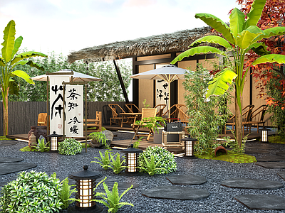 外摆 新中式茶摊外摆 露营茶馆 围炉煮茶 小船茶馆 竹林