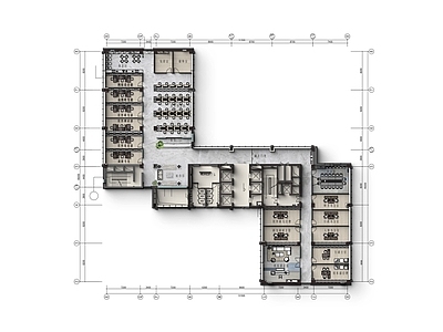 现代整体办公空间 软件开发公司 办公空间 开放办公 施工图