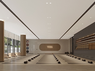 现代简约瑜伽室 瑜伽室 健身中心 原木风