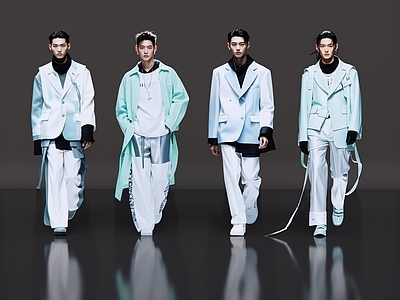 男人 2D现代人物 时尚休闲模特 T台走秀 时装秀 时尚男模