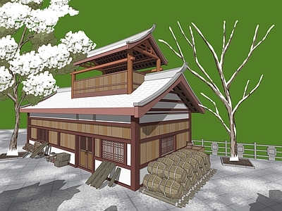 现代古建筑 古建别墅 农家房
