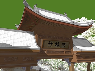 中式古建筑 大门牌坊 古建筑 牌坊