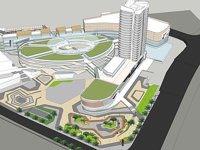 现代商场建筑 商业裙楼 商业mall 商业景观