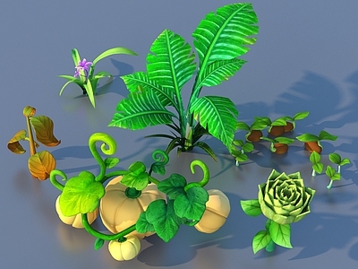 花草组合 卡通 植物 灌木