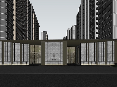现代轻奢小区建筑 示范区 售楼处 归家庭院 社区大堂 景观会客厅