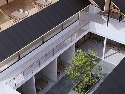现代原木展览馆建筑 美术馆 景观建筑 庭院 坡屋顶 木结构