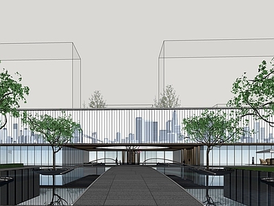 现代极简小区建筑 示范区 售楼处 小区出入口 社区大堂 城市会客厅