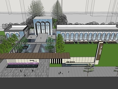 现代欧式小区建筑 示范区 售楼处 社区大堂 小区出入口 配套商业