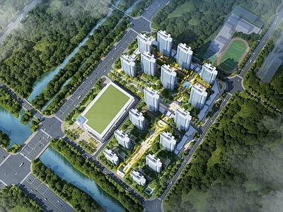 现代极简小区建筑 小区规划 转角商业 住宅底商 高层住宅 单元门头