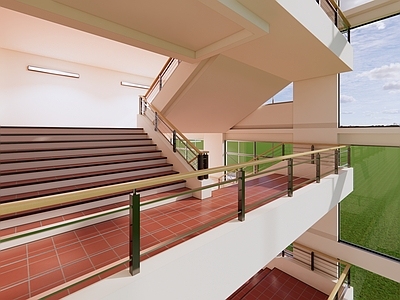 现代新中式楼梯间 景观楼梯间 学校校园楼梯 食堂楼梯间 工厂楼梯间 创意楼梯