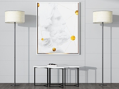 现代马桶 现代简约边桌壁画落地灯