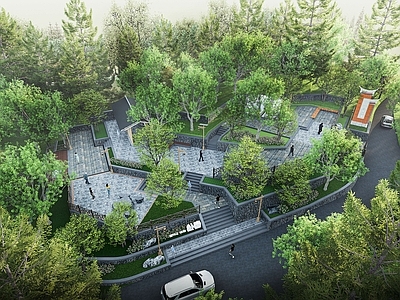 现代乡村公园 山地平台登山入口 公园