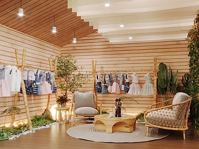 原木现代服装店 儿童店 儿童摄影