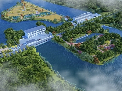 现代工业水利 水利设施 水坝 水泵站 泵站 水利建筑