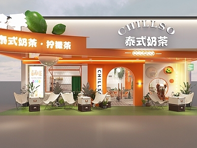 现代奶茶店 东南亚奶茶店 泰式奶茶店 茶餐厅甜品店 门头门脸门市 小吃快餐外摆